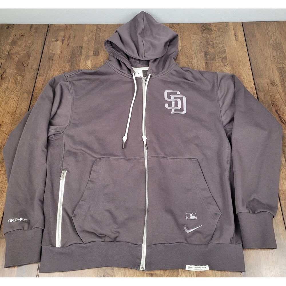 Nike San Diego Padres Authentic Collection Travel Full-Zip Hoodie Charcoal Men L